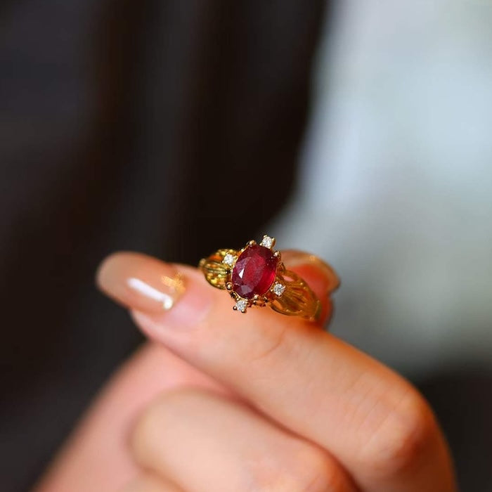 Real Ruby Solitary Ring-Adjustable