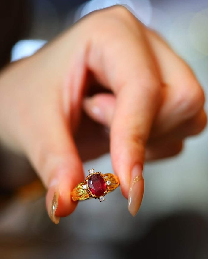 Real Ruby Solitary Ring-Adjustable