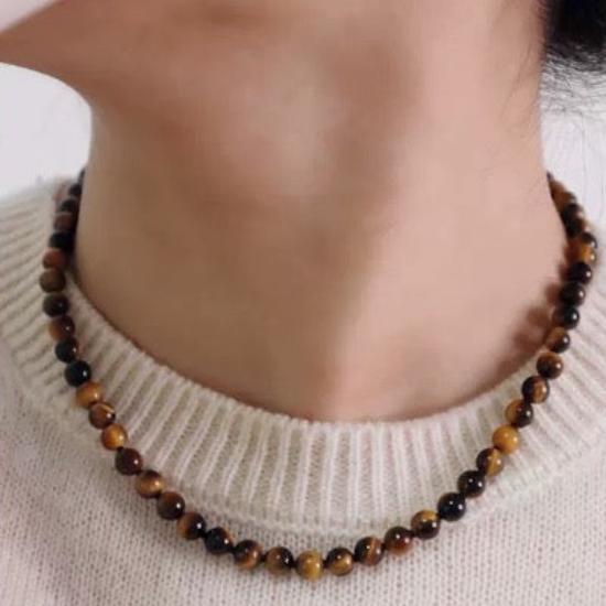 Chic Maillard Tiger-Eye Beads Necklace