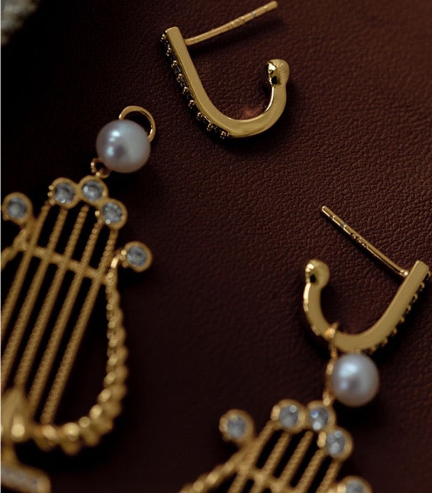 Elegant Greek Harp-Inspired Earrings