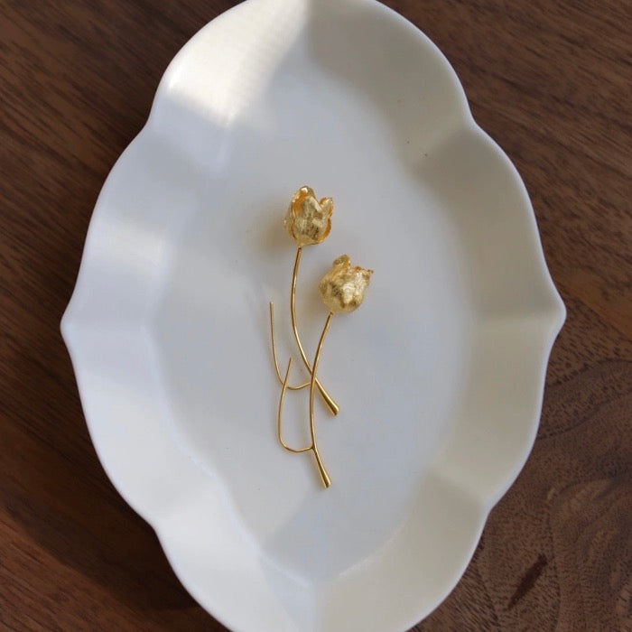 Unique Tulip Flower Longline Earrings