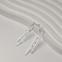 Minimalist longline net drop earrings