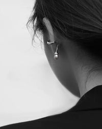Geometric Line Ear Cuff with Pearl - One Piece