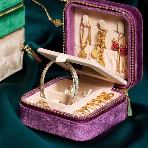Portable Velvet Travel Jewelry Box