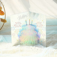 3D Gift Card-Sparkling Flower n Birthday Cake Design