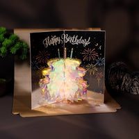 3D Gift Card-Sparkling Flower n Birthday Cake Design