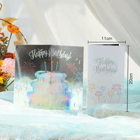 3D Gift Card-Sparkling Flower n Birthday Cake Design