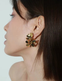 Dynamic Vivid Flower Petals Hoop Earrings