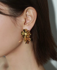 Dynamic Vivid Flower Petals Hoop Earrings