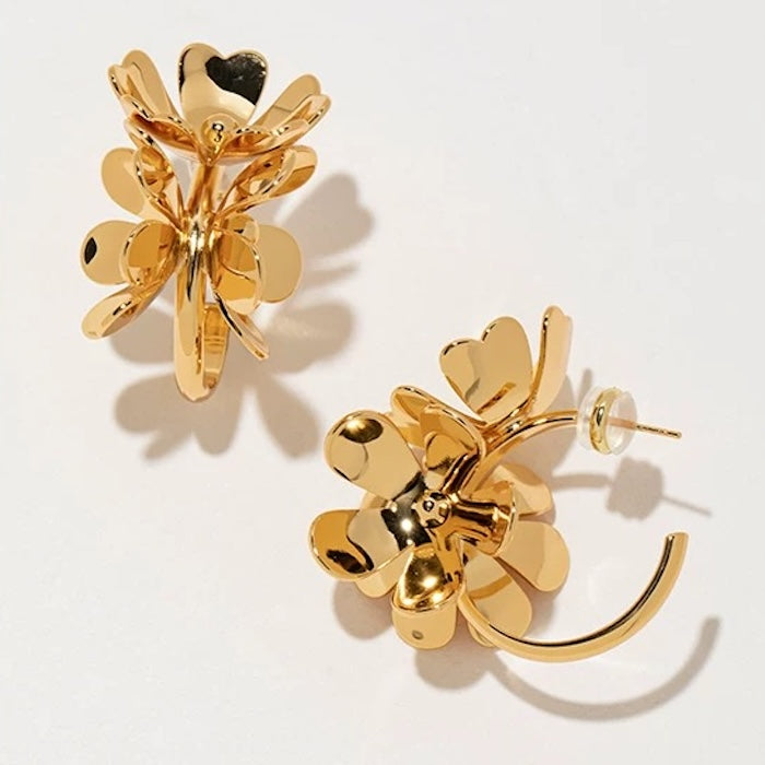 Dynamic Vivid Flower Petals Hoop Earrings