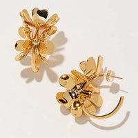 Dynamic Vivid Flower Petals Hoop Earrings