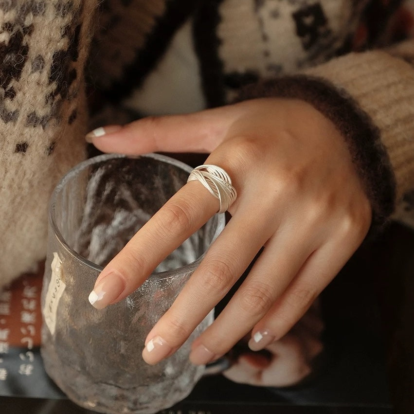 Sterling Silver Knotted Net Rings