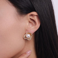 Lotus Design Sparkling Pearl Earrings n Rings