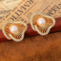 Lotus Design Sparkling Pearl Earrings n Rings