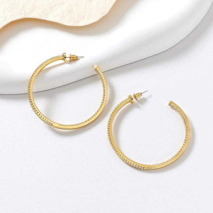 Oversized Sparkling Hoop Earrings-360 Degree Glamour