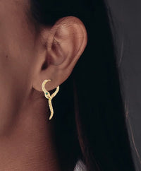 Unique Green-eye Cobra Design Earrings - Gold n Silver