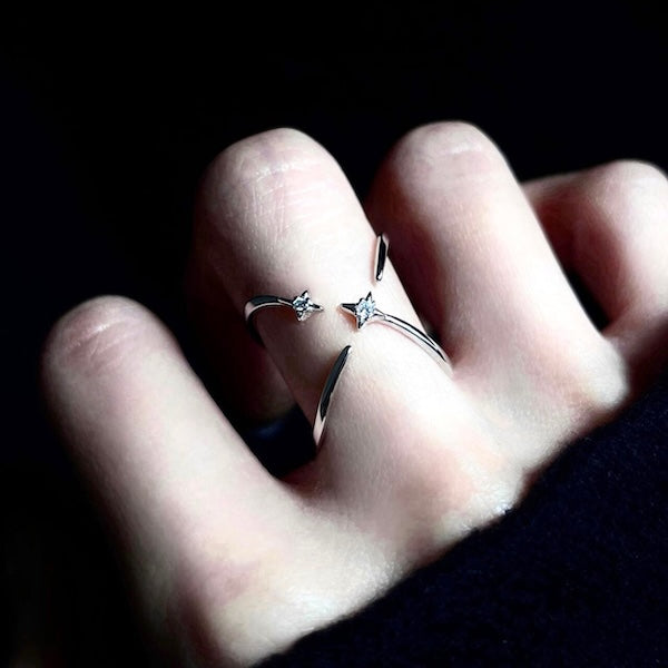 Sterling Silver Star Trace Double Sided Ring