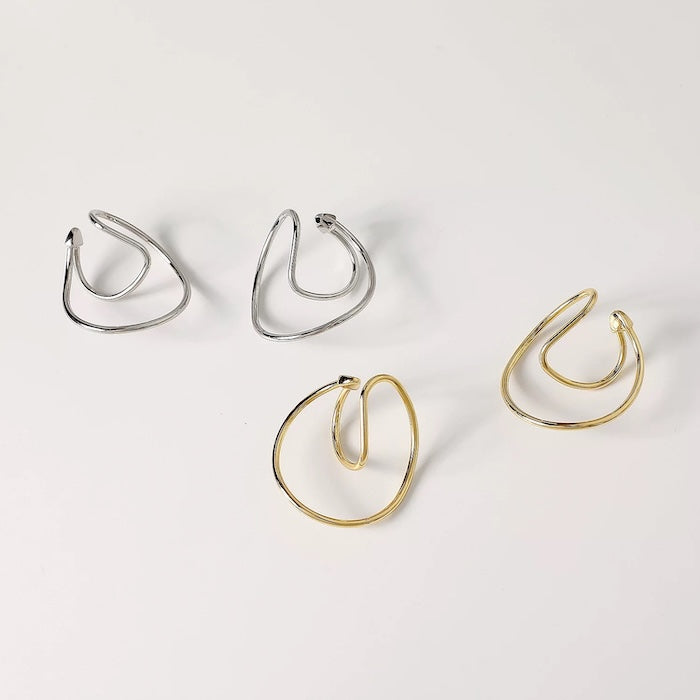 Geometric 3D fluid Line Ear Cuff-One Pair