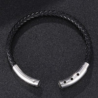 Genuine Braided Leather Bracelet-Silver Buckle