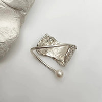 Sterling Silver Adjustable Textured Pearl Ring
