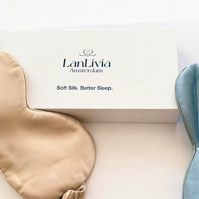 Oversized 22mm Mulberry Silk Sleep Mask in luxurious mulberry silk with premium gift box, designed for travel, relaxation, and enhanced light blockage.