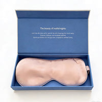 Oversized 22mm Mulberry Silk Sleep Mask in luxurious mulberry silk with premium gift box, designed for travel, relaxation, and enhanced light blockage.