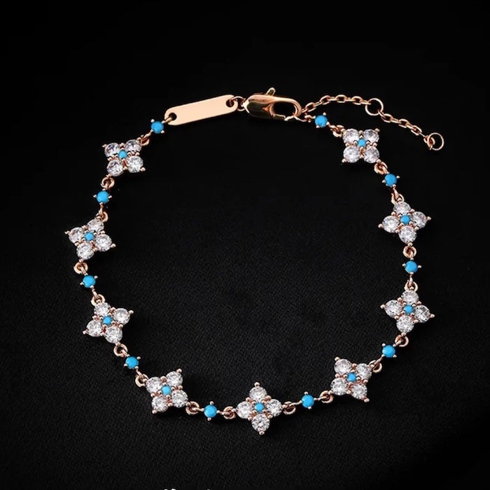 Four Leaf Flower Sparkle Bracelet