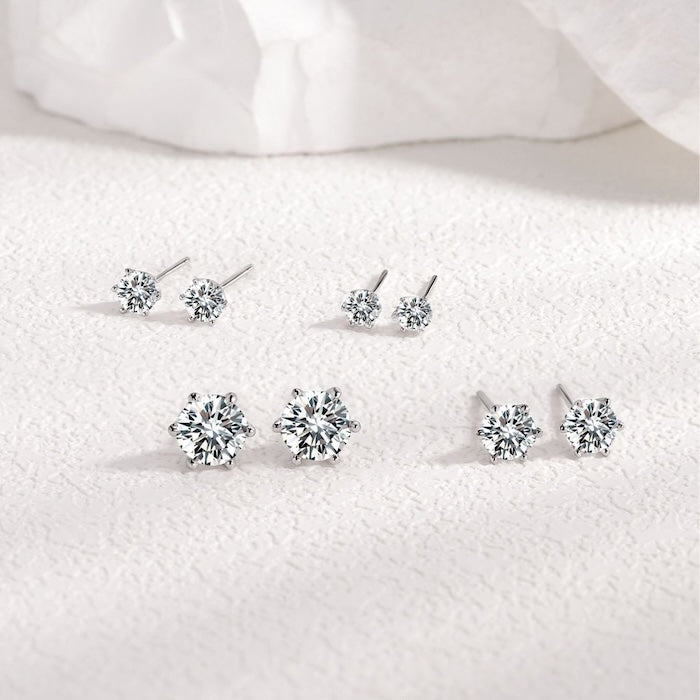 Classic 6 Claws Solitaire Earrings - Moissanite Stone