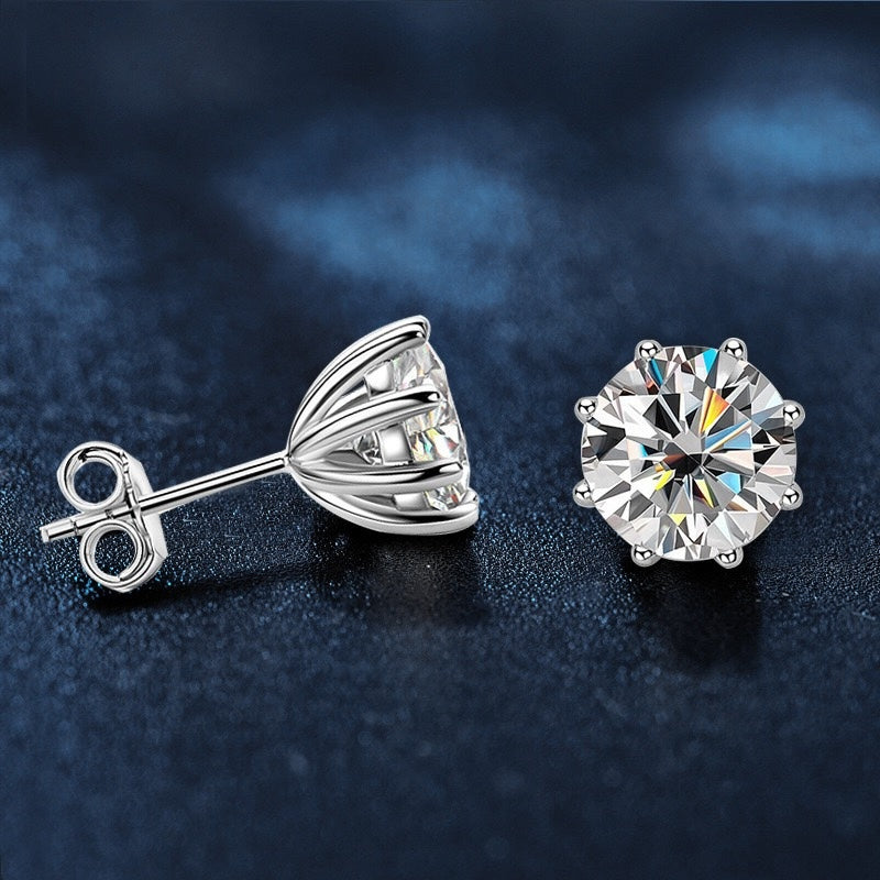 Classic Solitaire Moissanite Earrings-6 Claw & 8 Claw