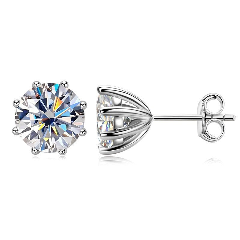 Classic Solitaire Moissanite Earrings-6 Claw & 8 Claw