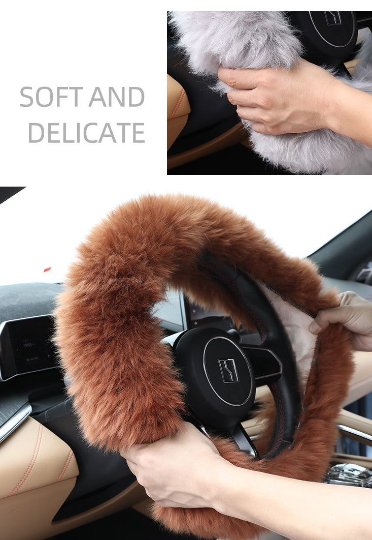 Luxury Lambskin Wool Steering Wheel Cover
