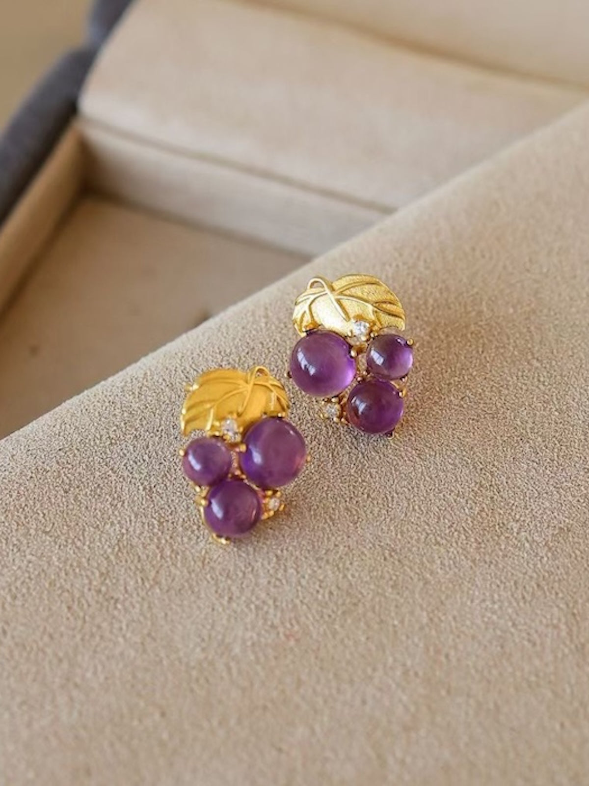 Delicate Amethyst Grape Ear Studs