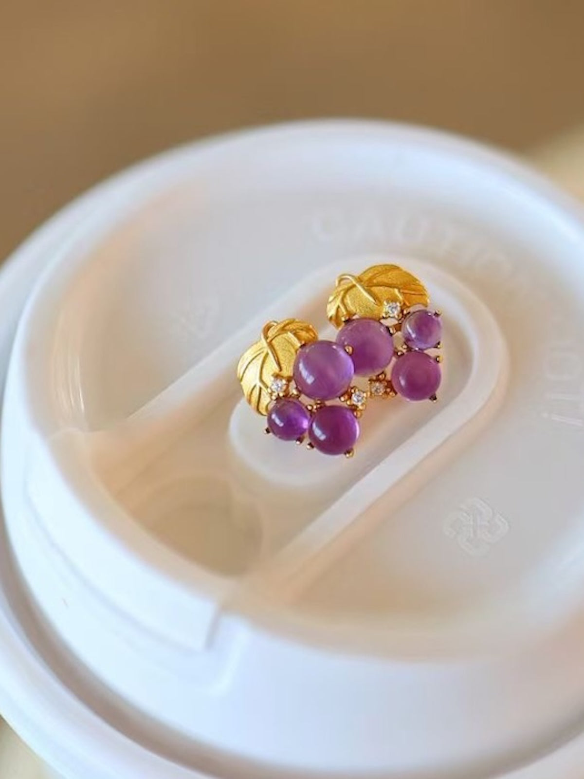 Delicate Amethyst Grape Ear Studs