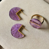 Geometric Design Amethyst Major Arc Ear Studs