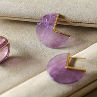 Geometric Design Amethyst Major Arc Ear Studs