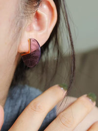Geometric Design Amethyst Major Arc Ear Studs