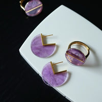 Geometric Design Amethyst Major Arc Ear Studs