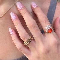 Layered Bamboo Style Adjustable Ring featuring multiple bamboo-inspired gold-tone bands stacked into a bold adjustable ring design.
