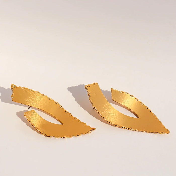 Brushed Finish Leaf Design Earrings