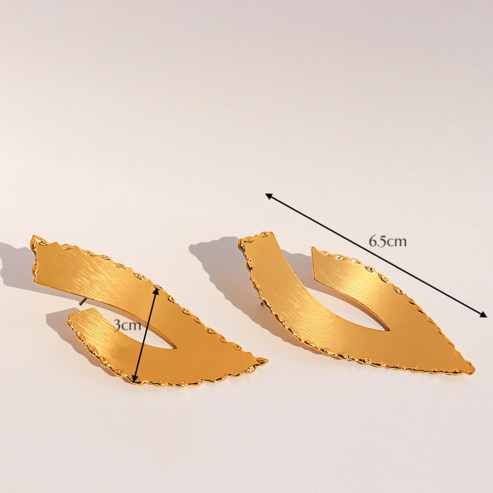 Brushed Finish Leaf Design Earrings