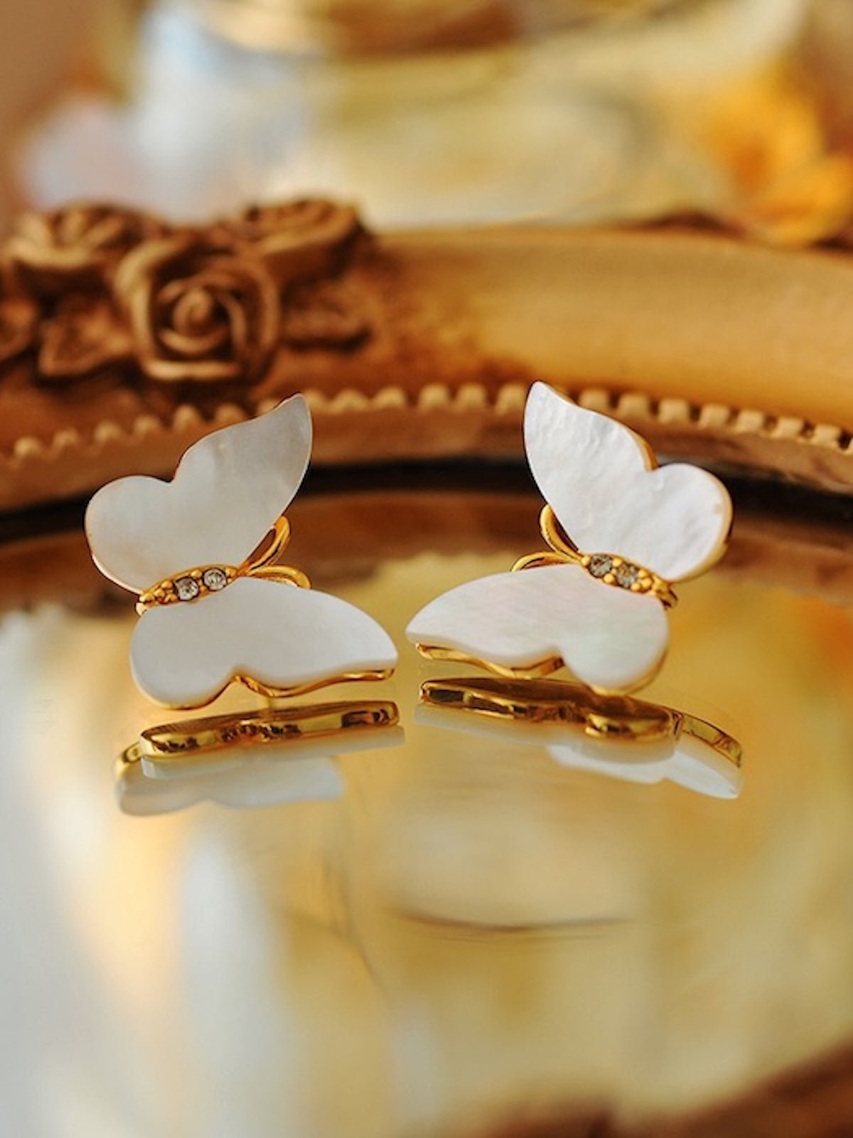 Iridescent Butterfly Shell Stud Earrings