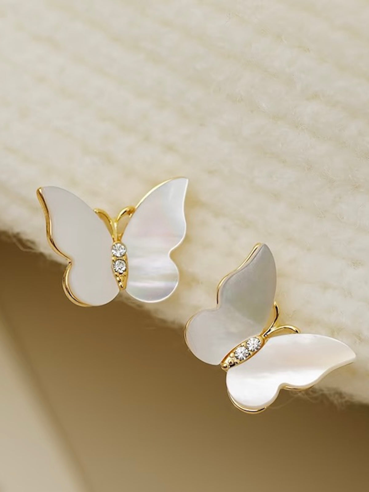 Iridescent Butterfly Shell Stud Earrings