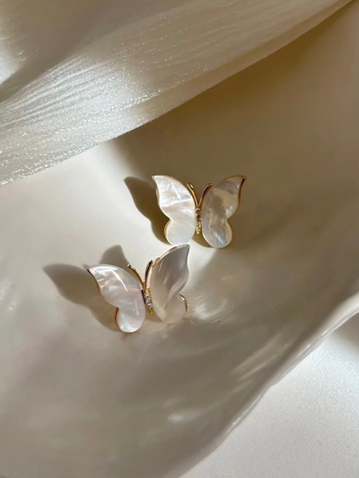 Iridescent Butterfly Shell Stud Earrings