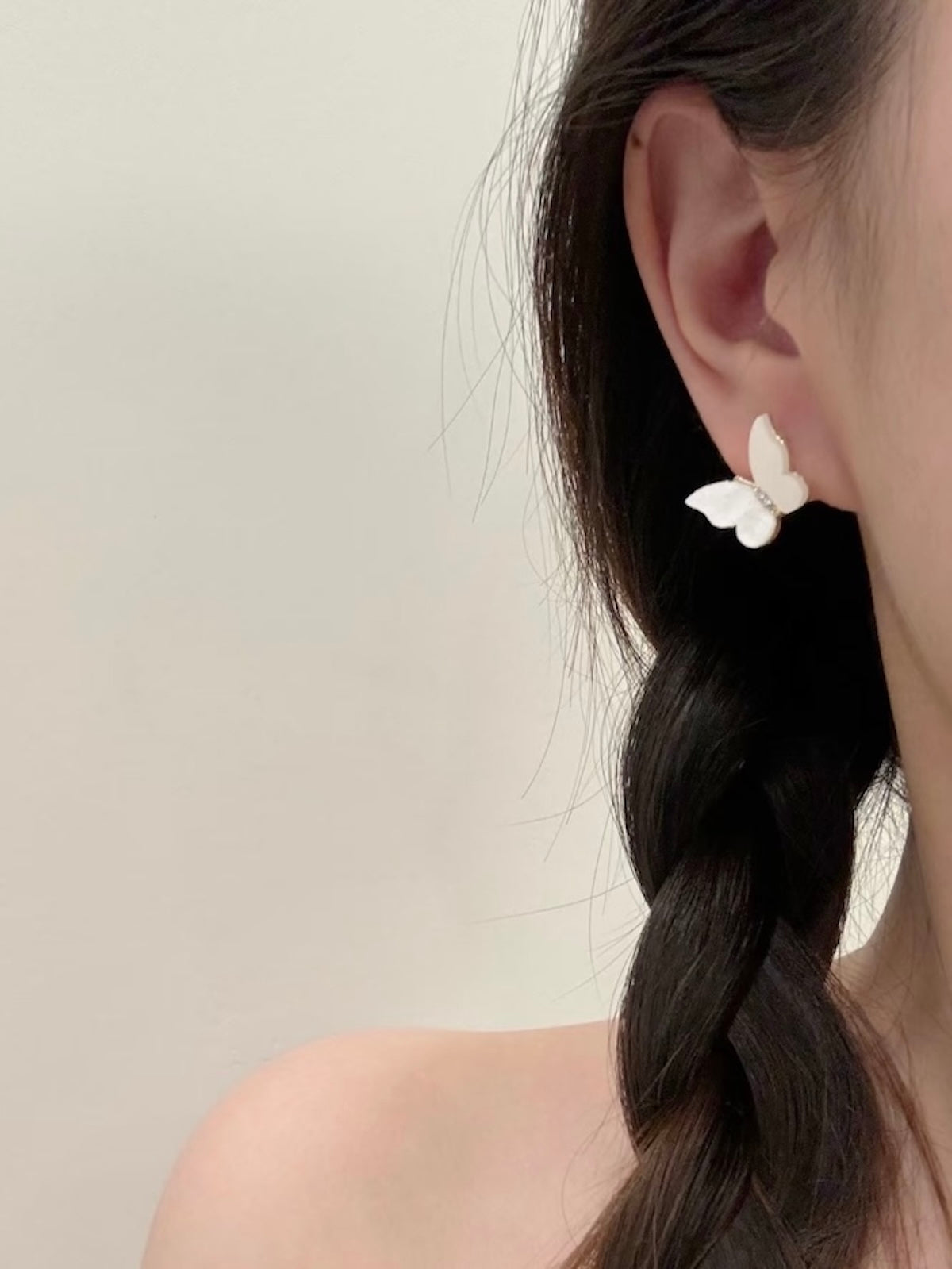 Iridescent Butterfly Shell Stud Earrings