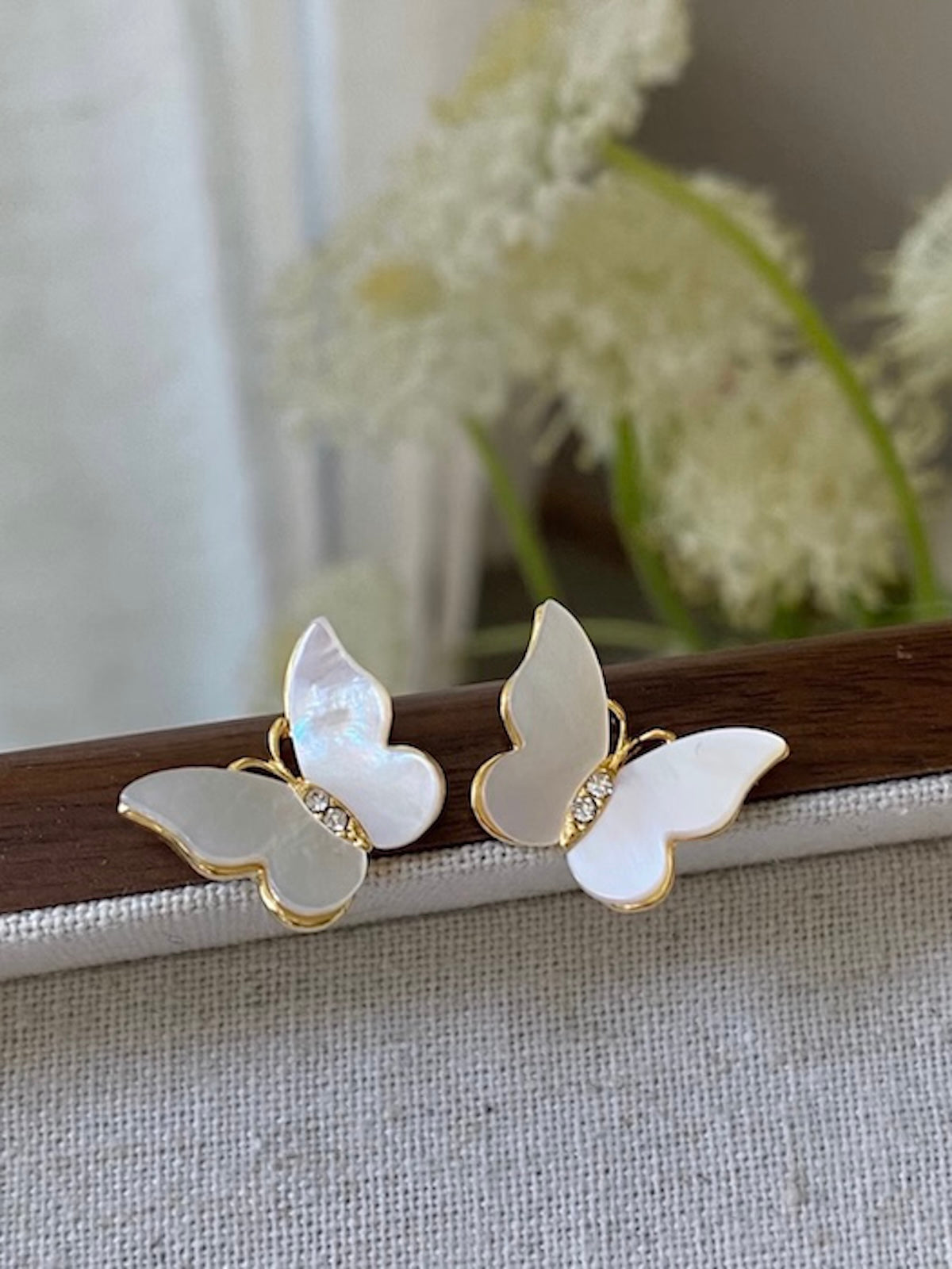 Iridescent Butterfly Shell Stud Earrings