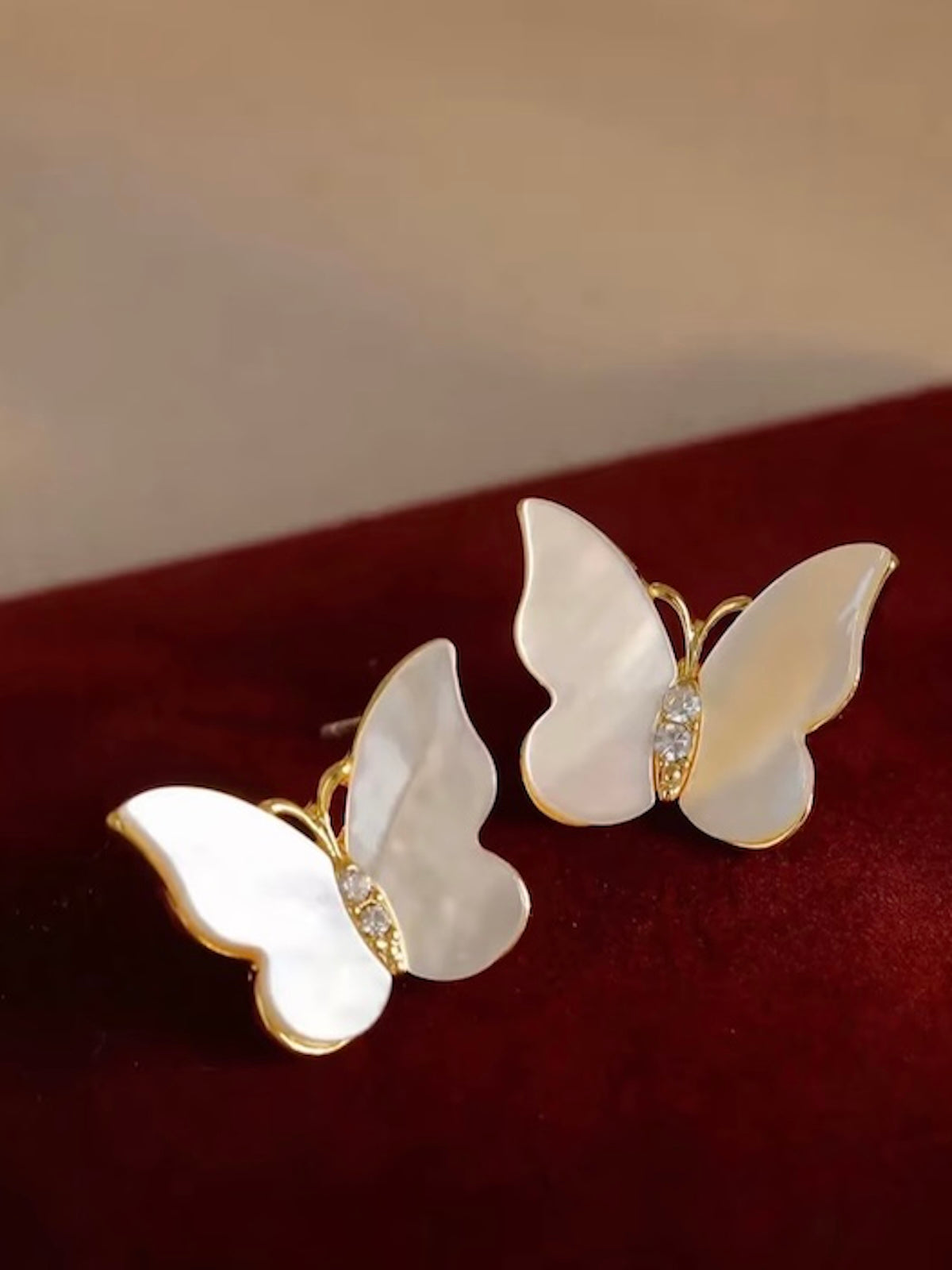 Iridescent Butterfly Shell Stud Earrings