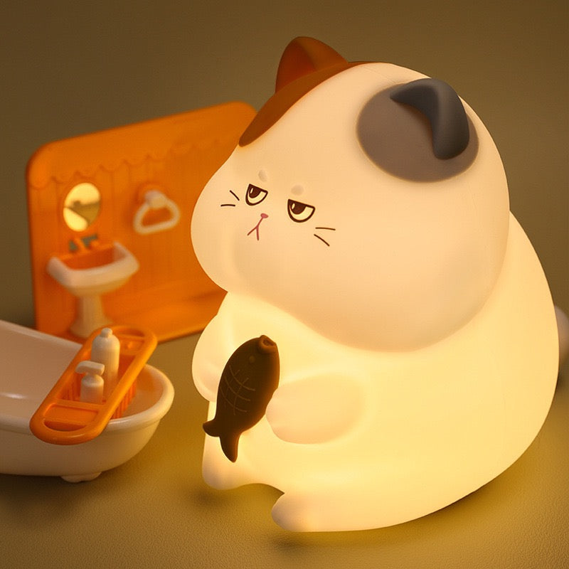 Cute Cat Night Lamp – Soft Silicone Rechargeable Tap Light