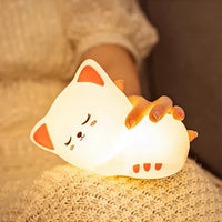 Cute Cat Night Lamp – Soft Silicone Rechargeable Tap Light