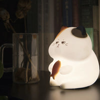 Cute Cat Night Lamp – Soft Silicone Rechargeable Tap Light