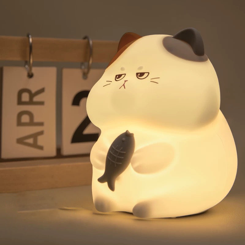 Cute Cat Night Lamp – Soft Silicone Rechargeable Tap Light